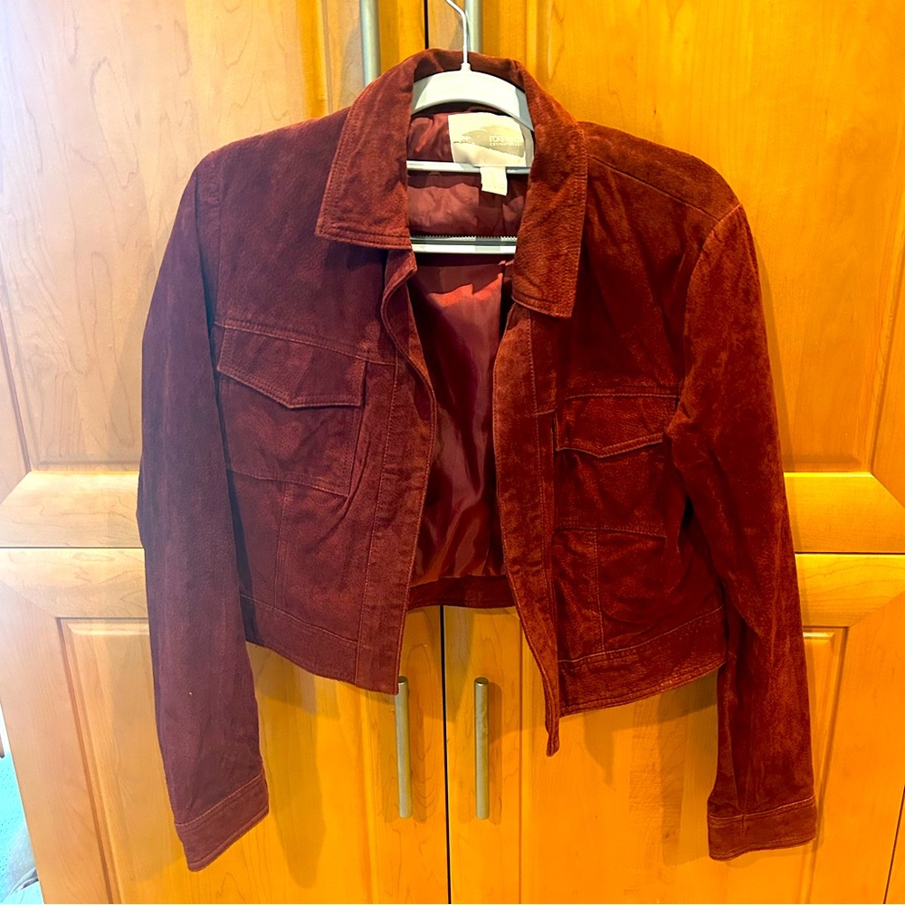 Forever 21 Contemporary Genuine Suede Burgundy Jacket XS, New Without Tags